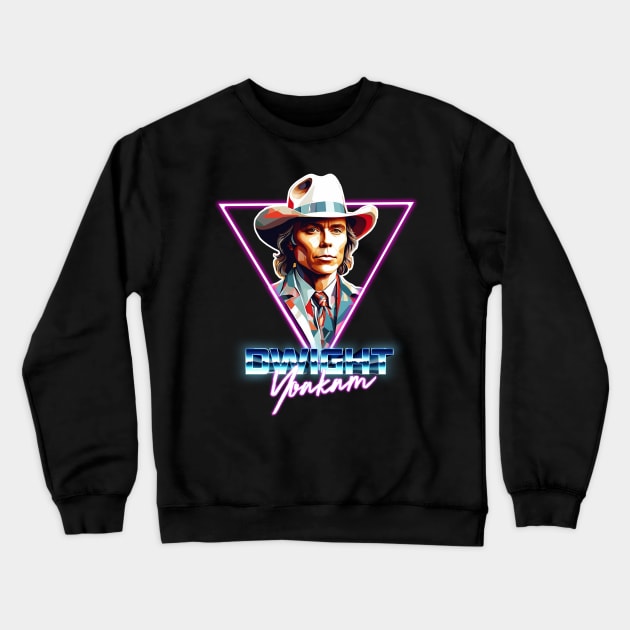 funny dwight yoakam neon shirt design Crewneck Sweatshirt by peabo_mr